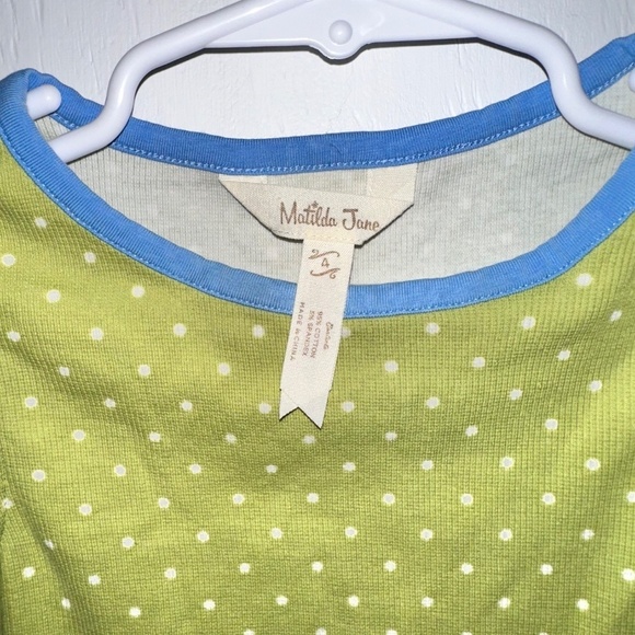 MATILDA JANE Ditzy Daisy Tank Top GIRLS 4 Green Polka Dot Boutique Ruffle Shirt - Picture 4 of 7